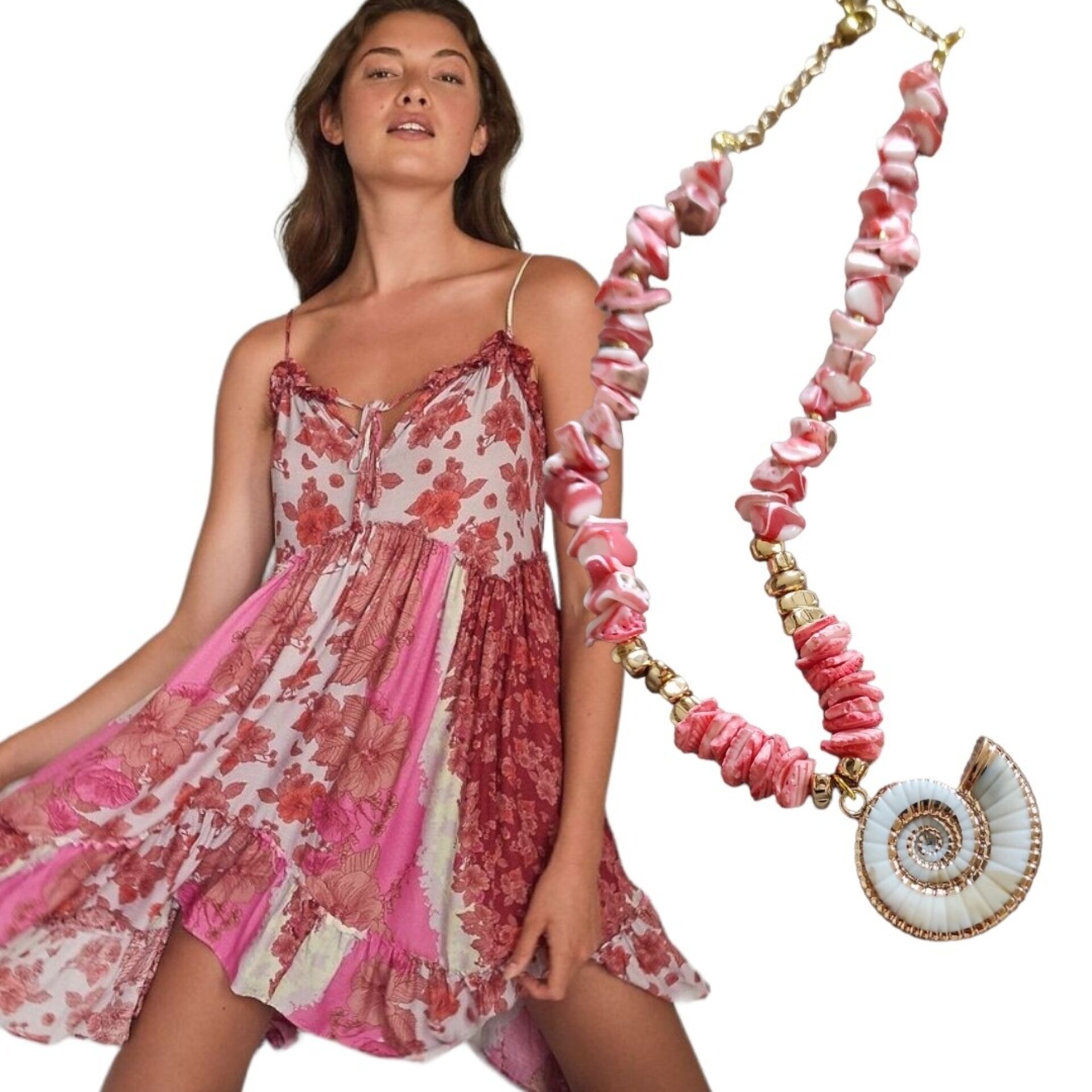 Collar nácar de caracola rosa - 9