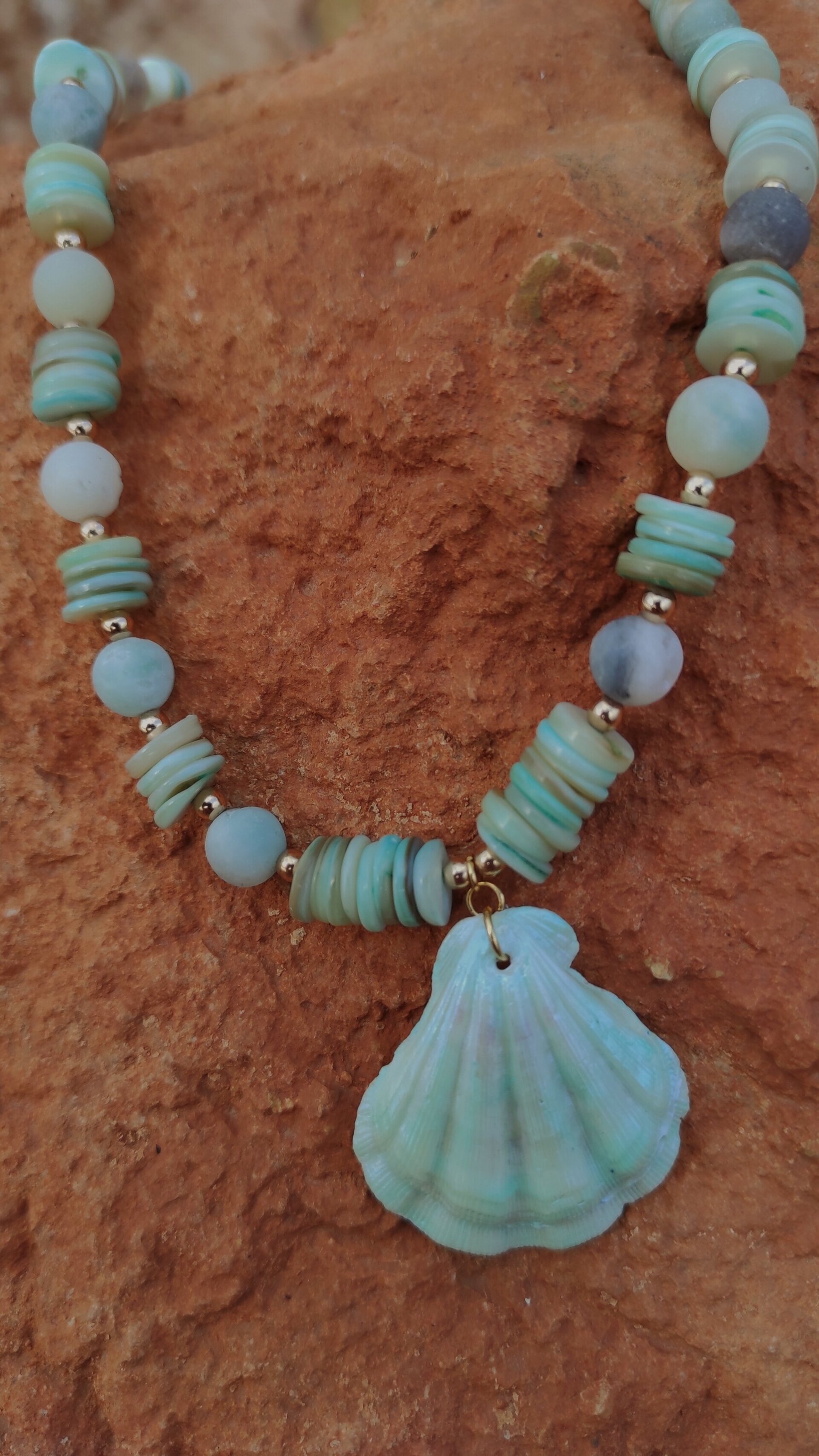 Collar concha vieira verde mar - 4