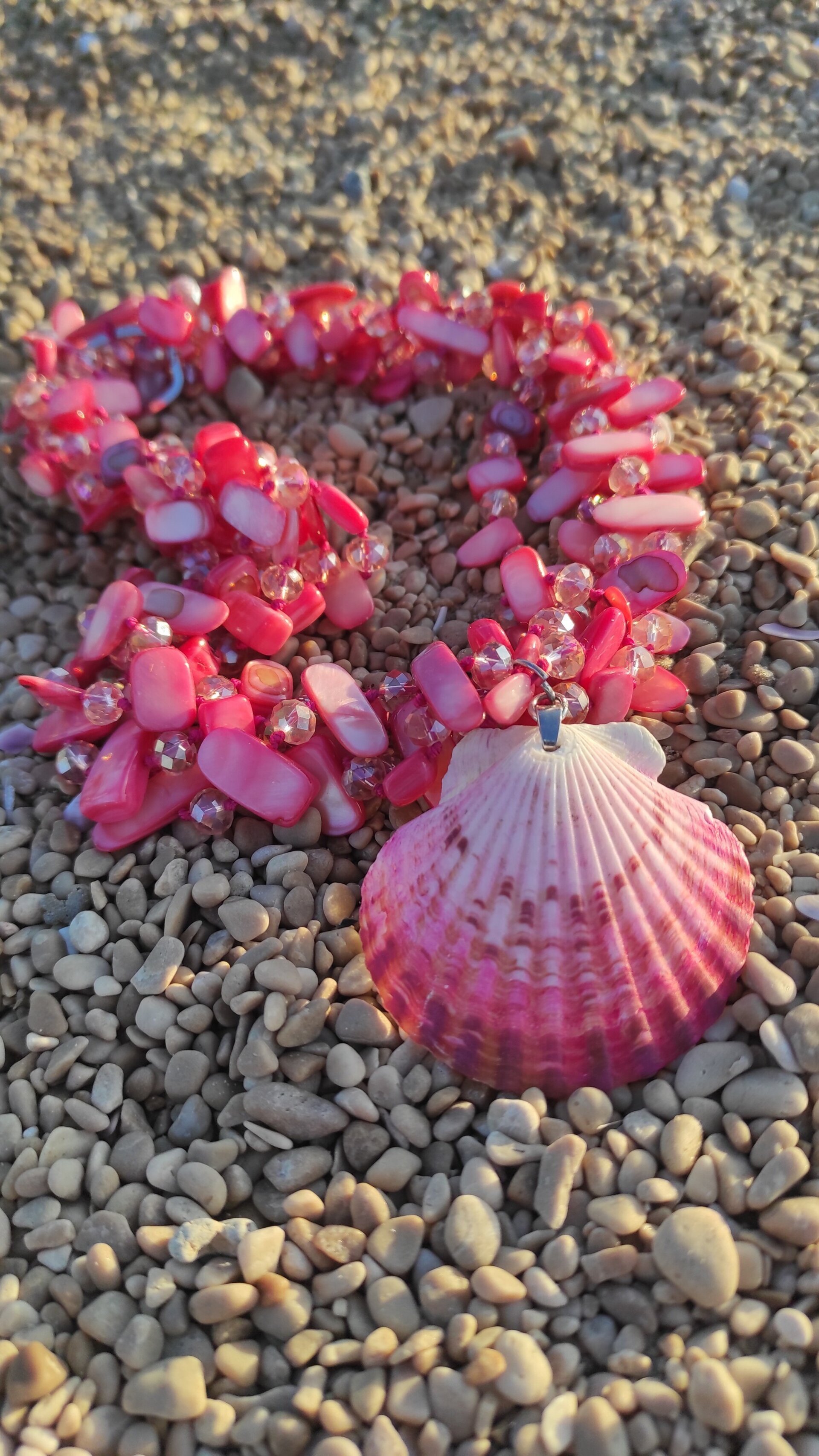 Collar nacar rosa y concha natural - 8
