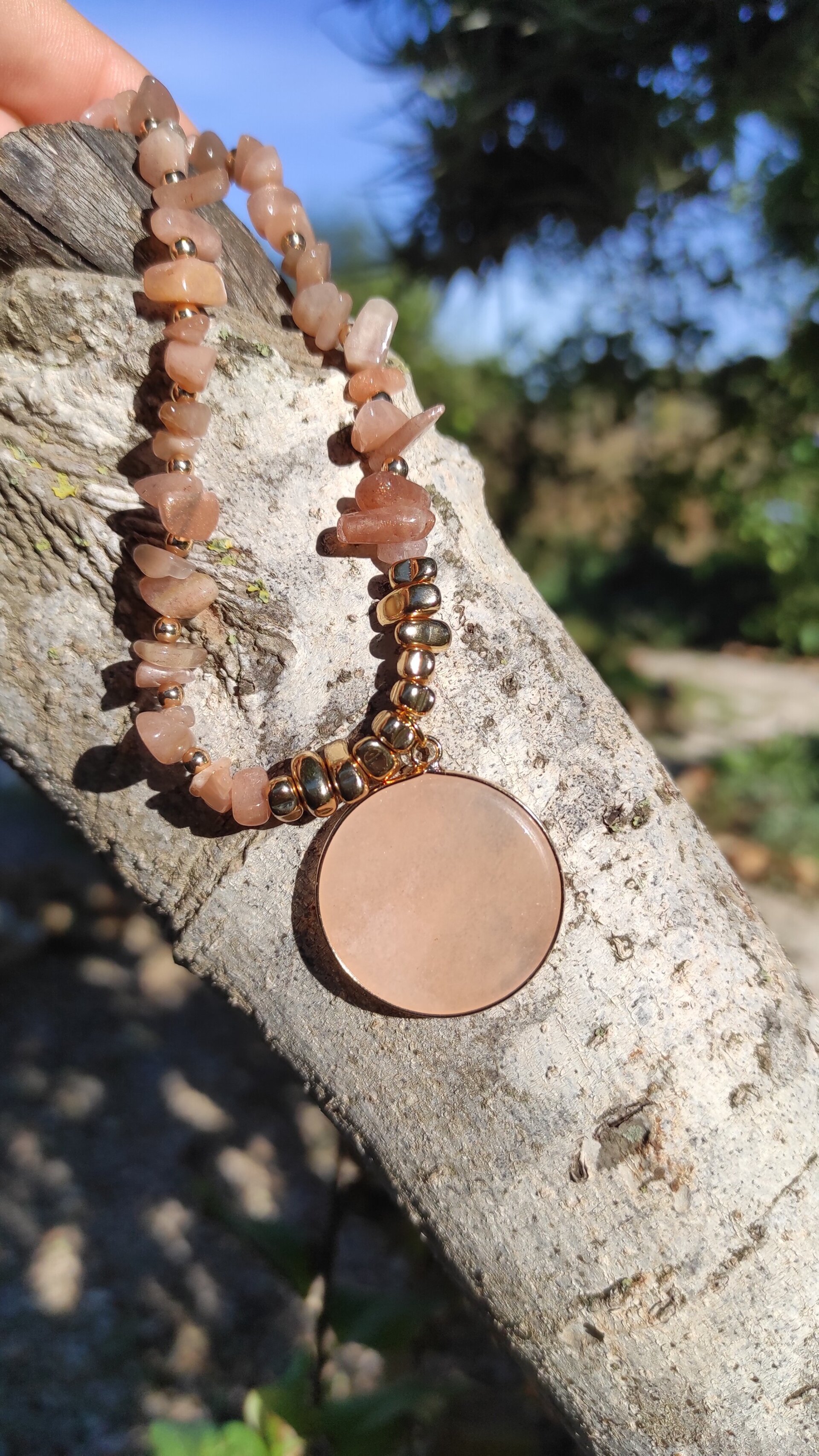 Collar piedra luna naranja - 5
