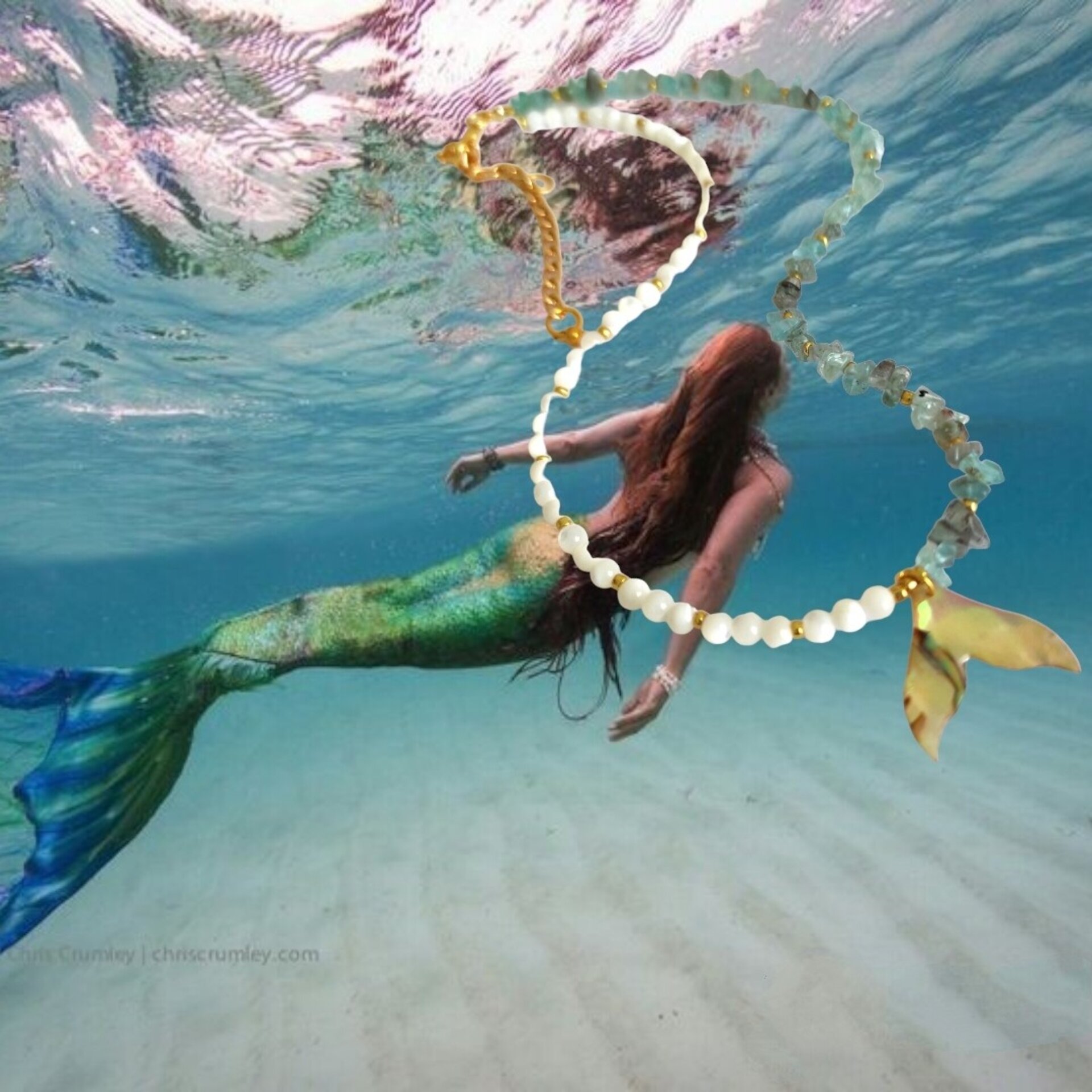 Collar cola de ballena y apatita azul claro - 8