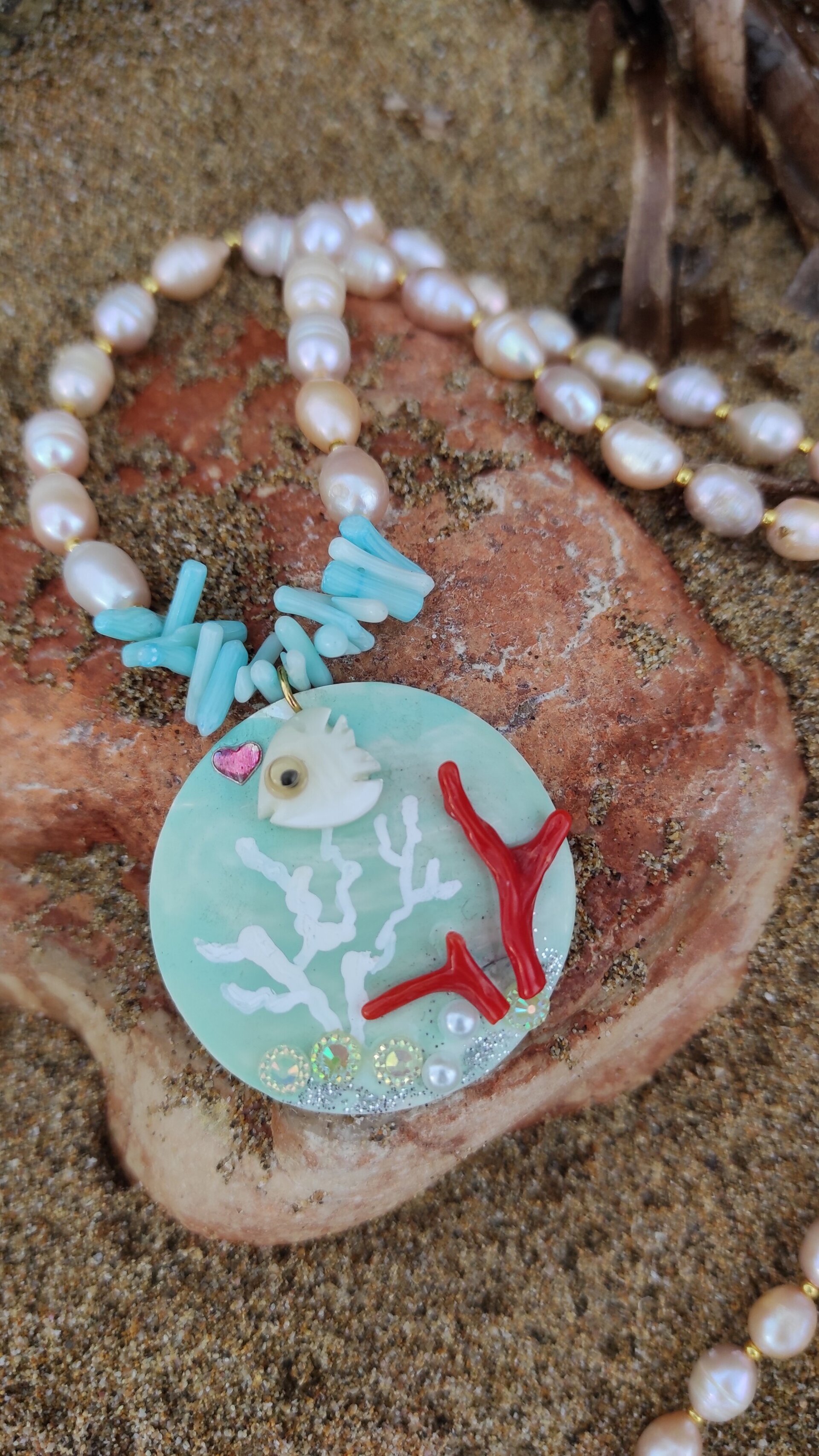 Collar de perlas, nácar y arrecife de coral - 2