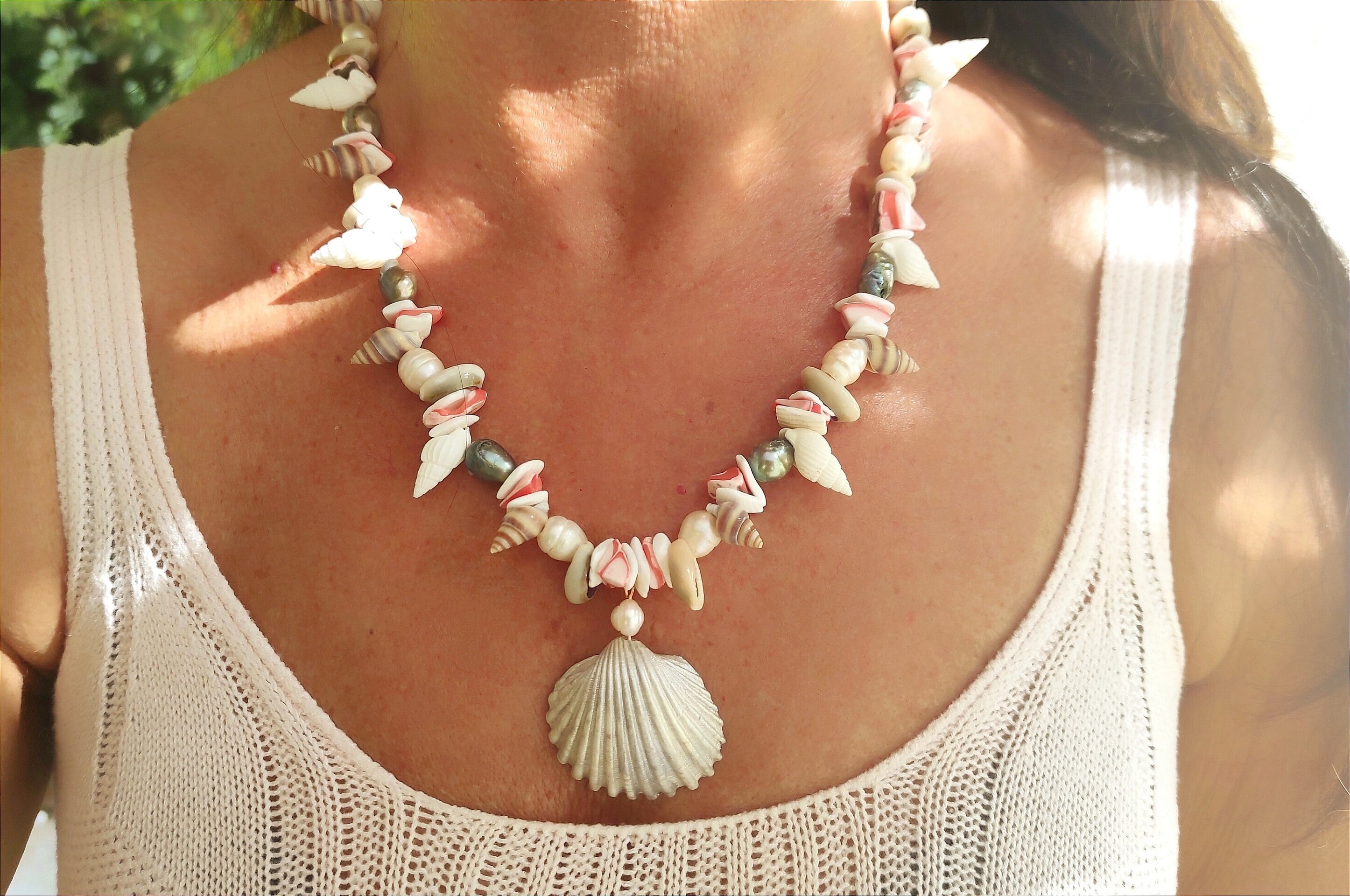 Collar perlas y caracolas - 3