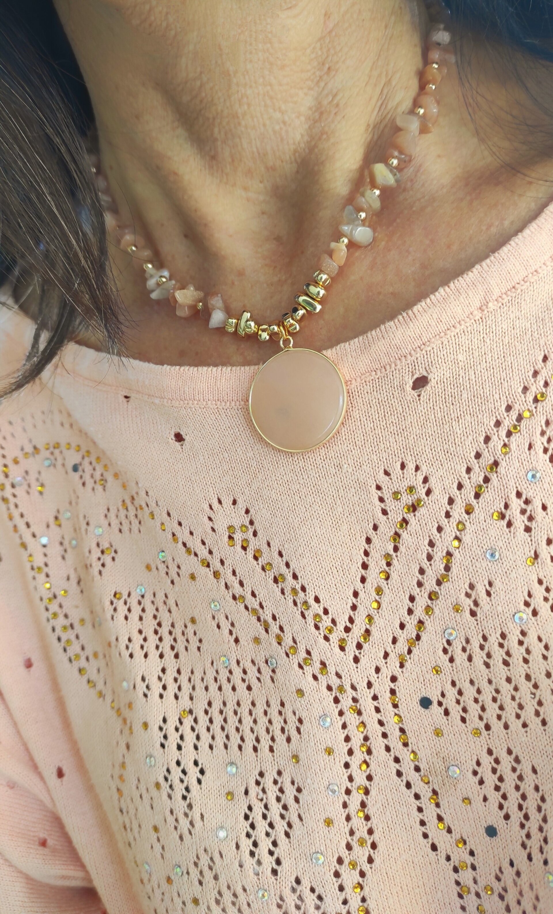 Collar piedra luna naranja - 7