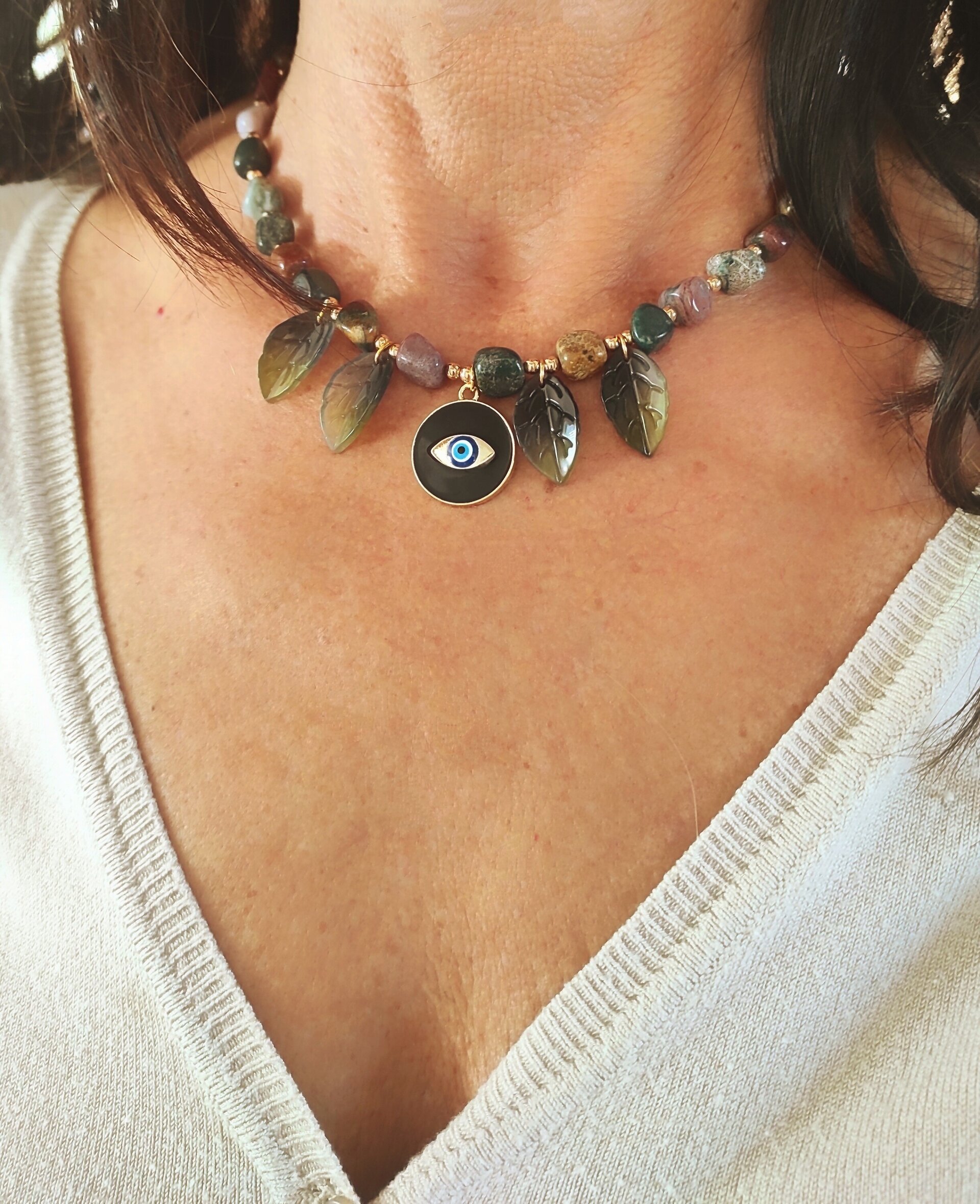 Collar ágata India con ojo turco - 7