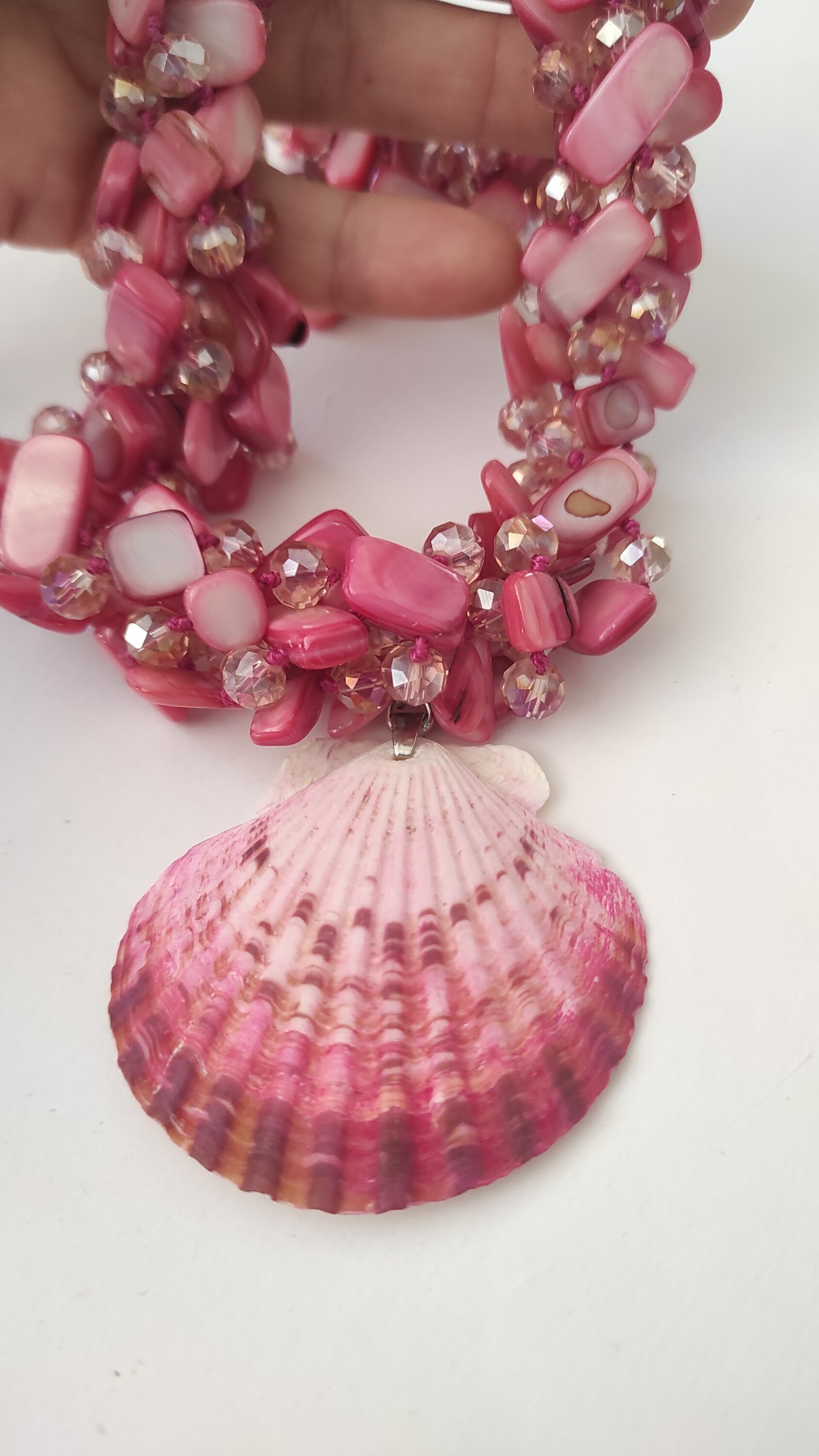 Collar nacar rosa y concha natural - 4