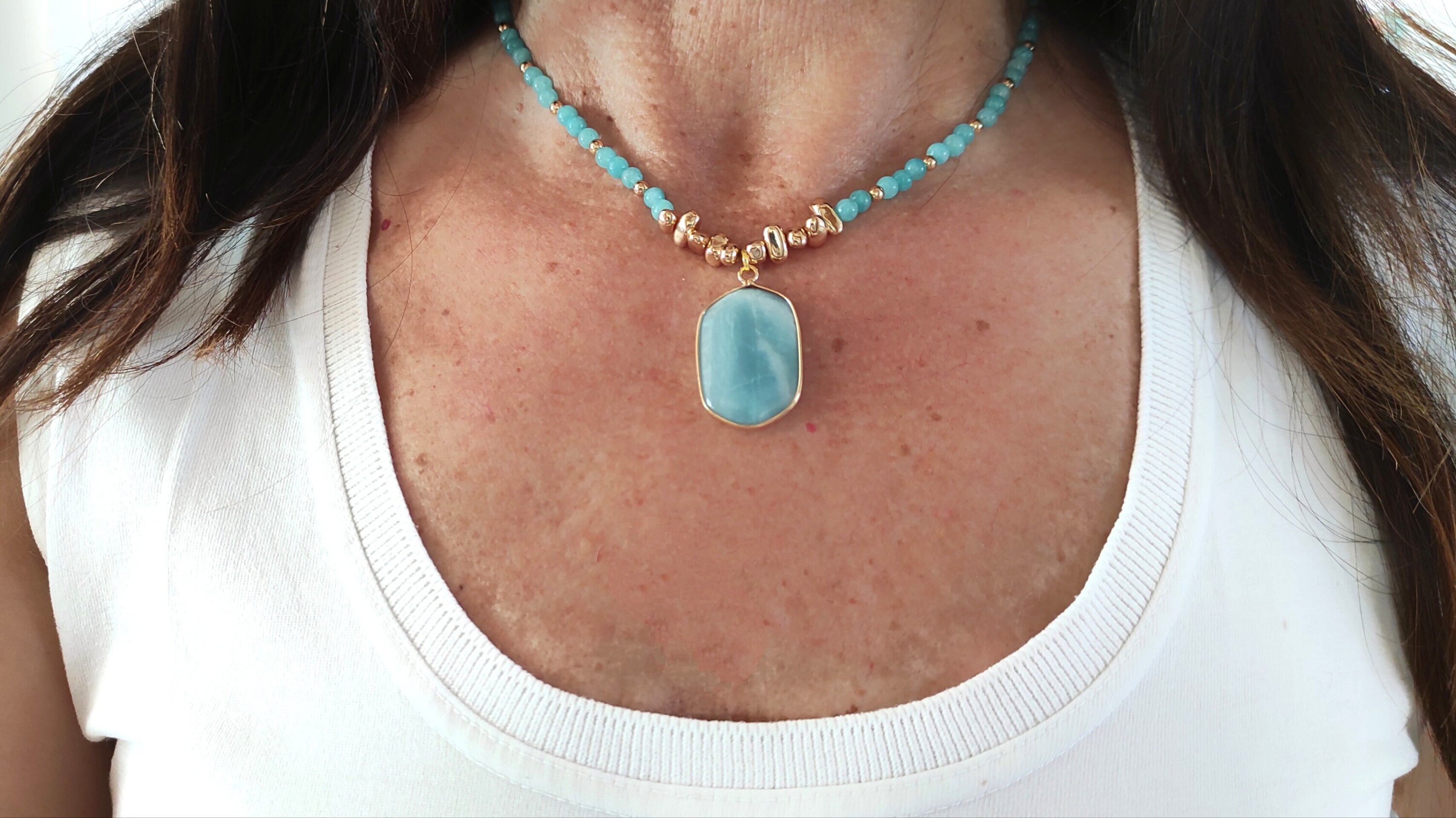Collar colgante amazonita cuentas de amazonitas - 5