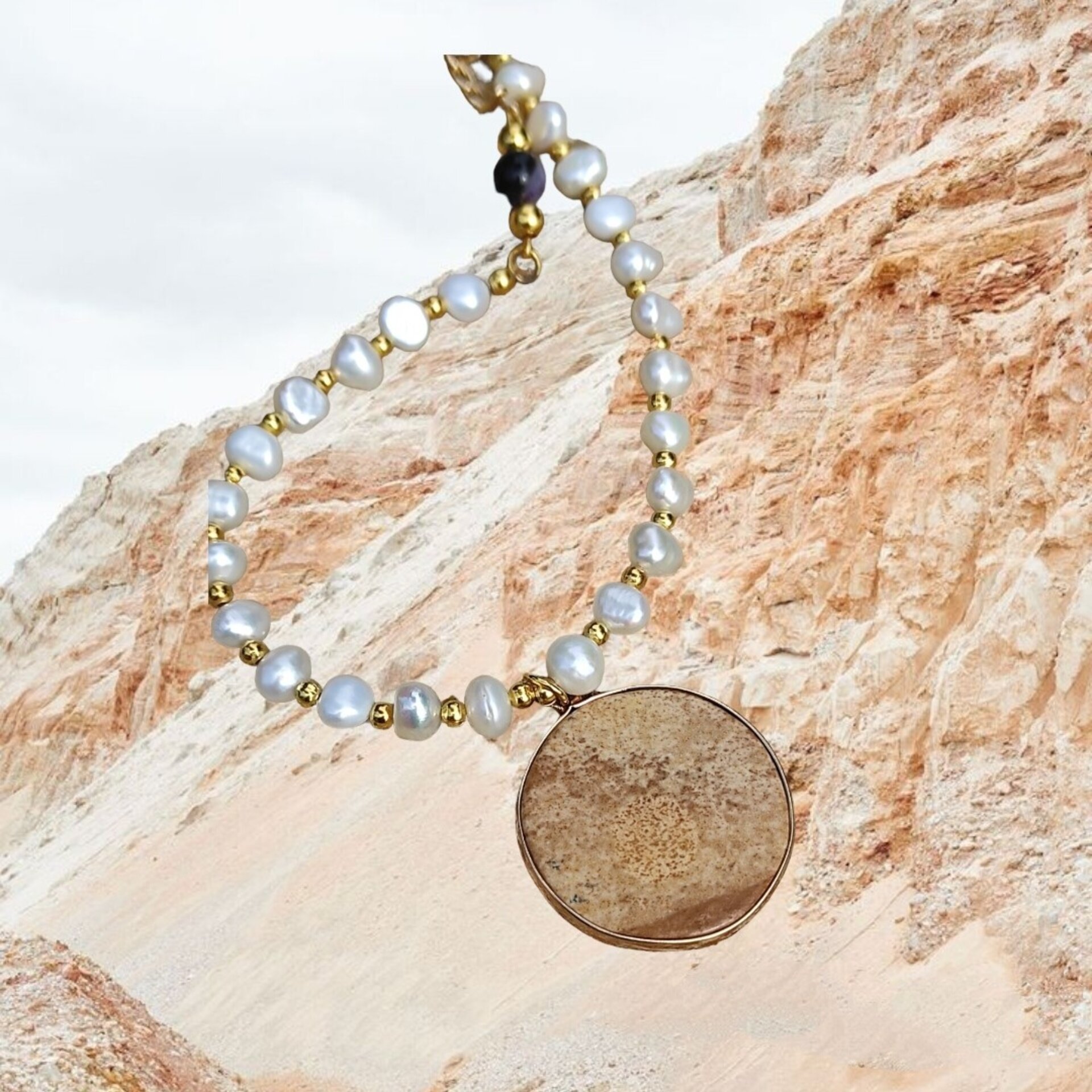 Collar perlas y Jaspe mapa - 8