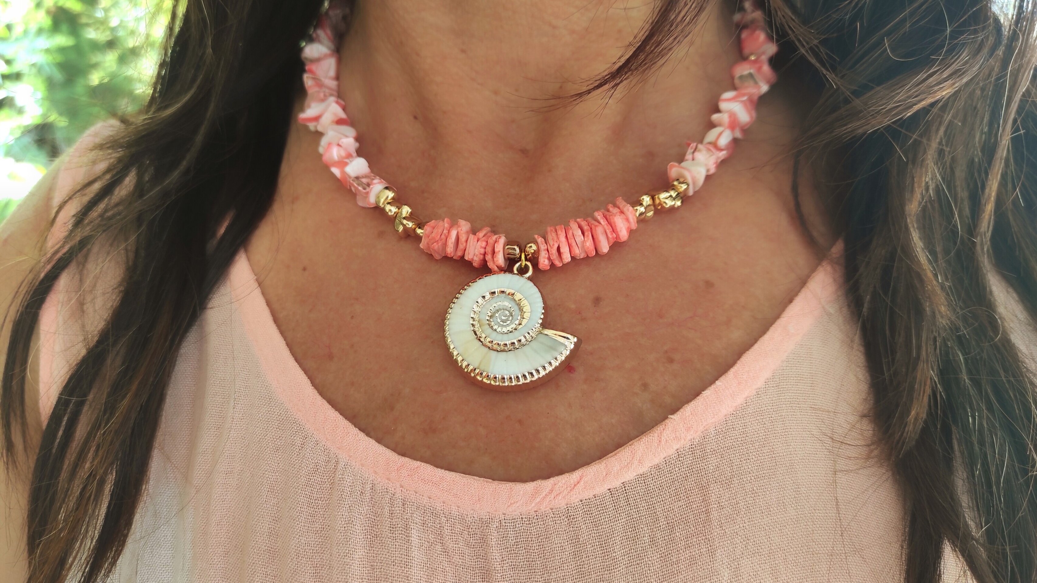 Collar nácar de caracola rosa - 6