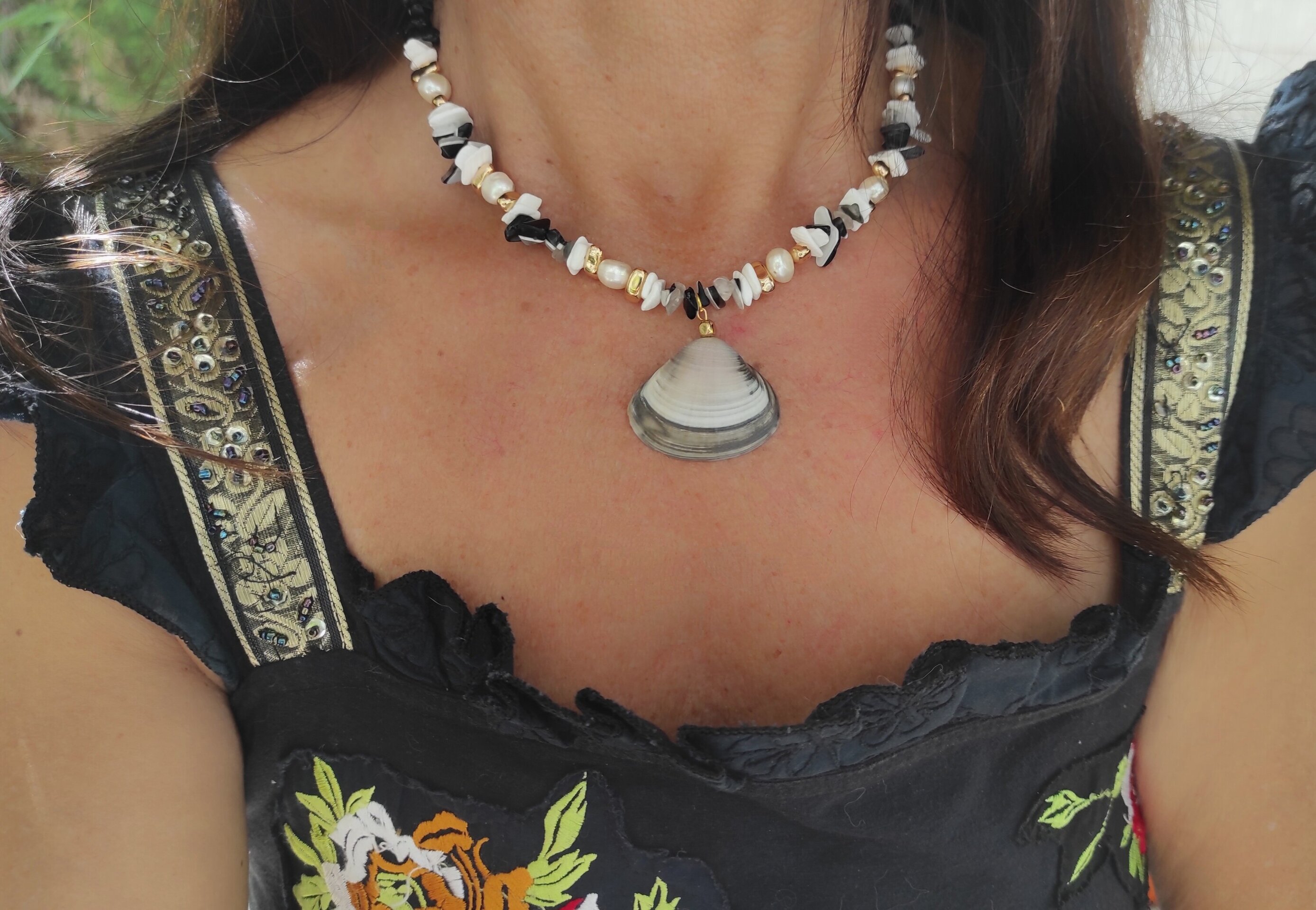 Collar piedras de Onix y Concha marina - 4