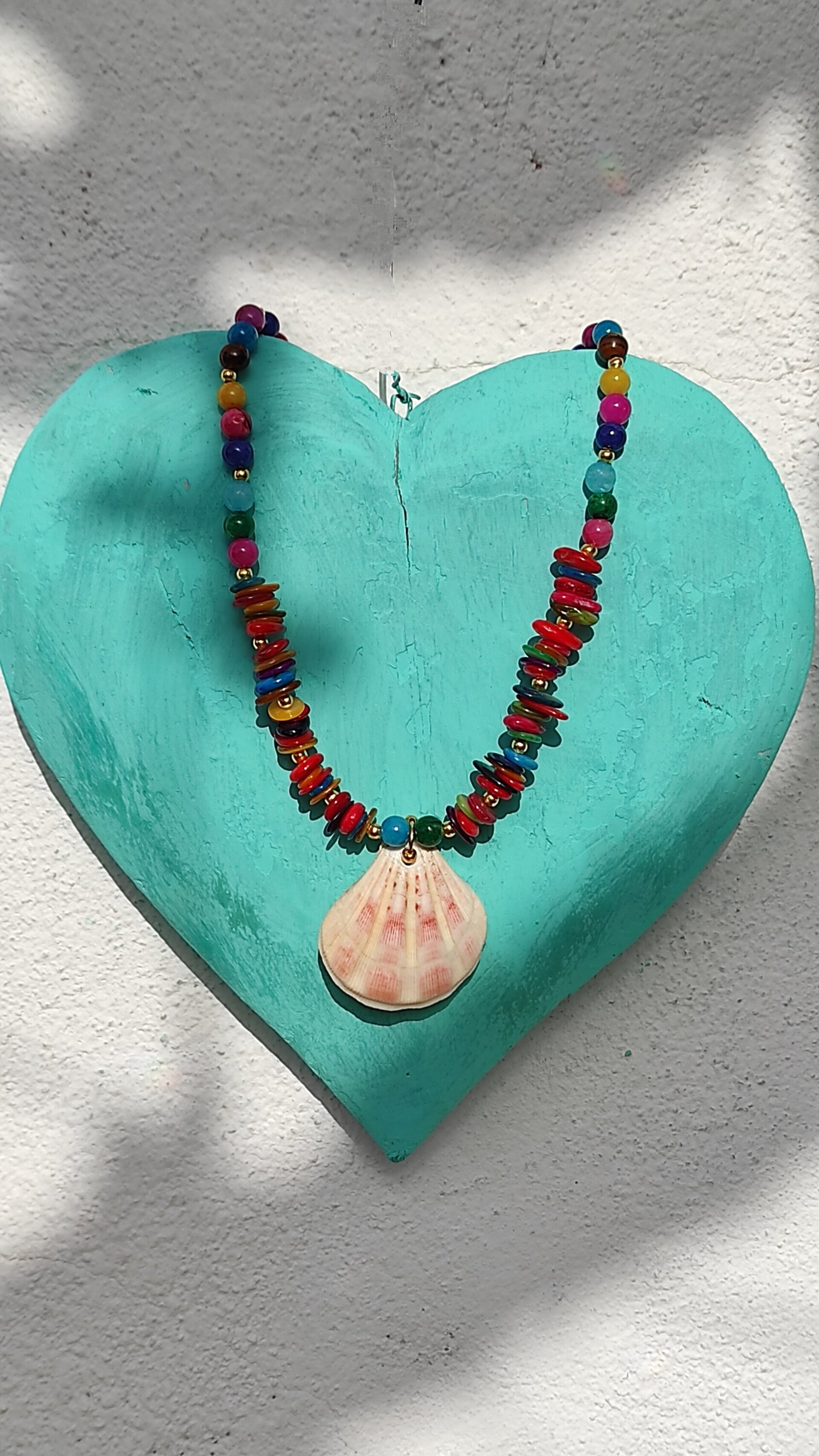 Collar Concha de vieira, piedras y nácar multicolor - 4