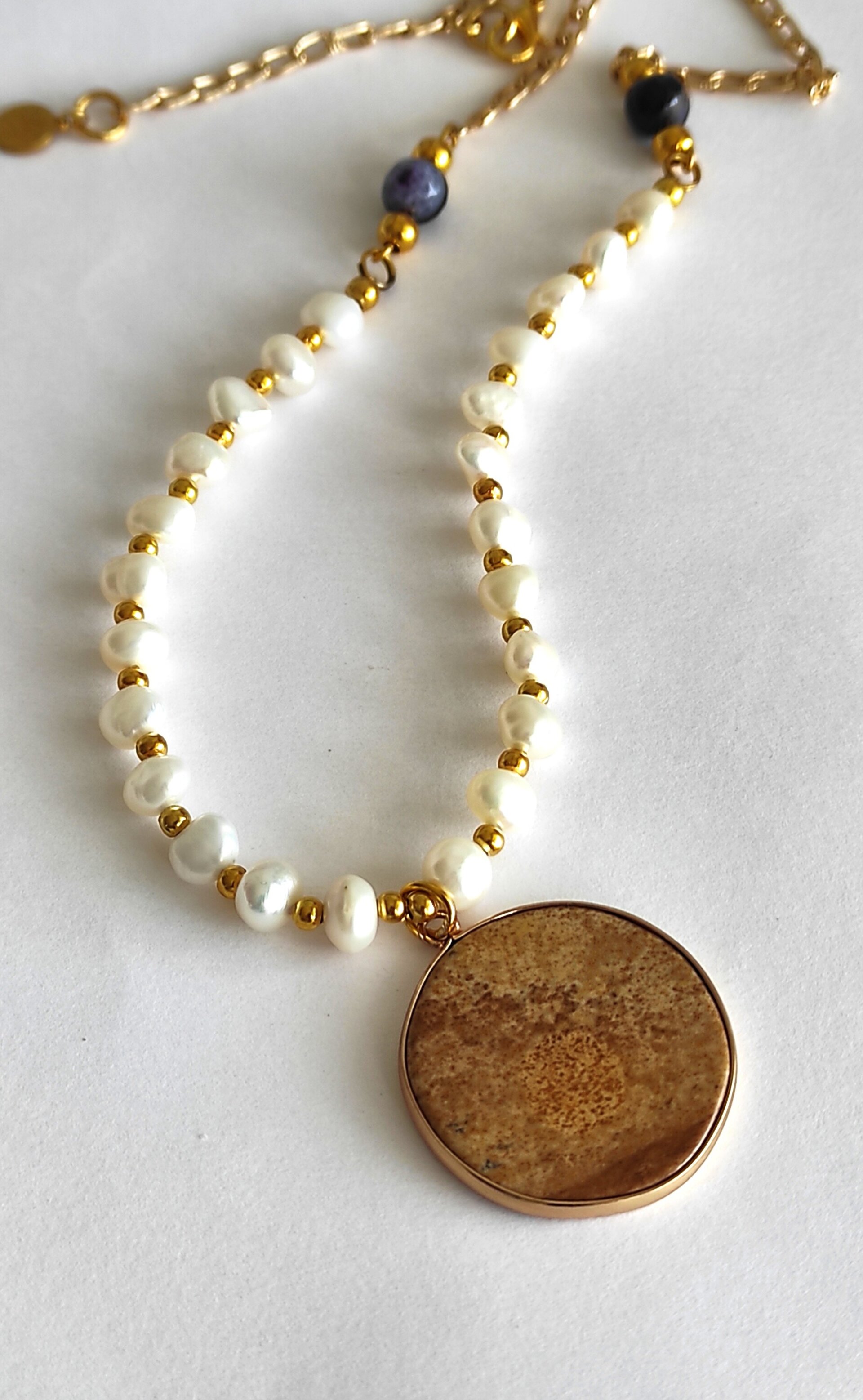Collar perlas y Jaspe mapa - 2