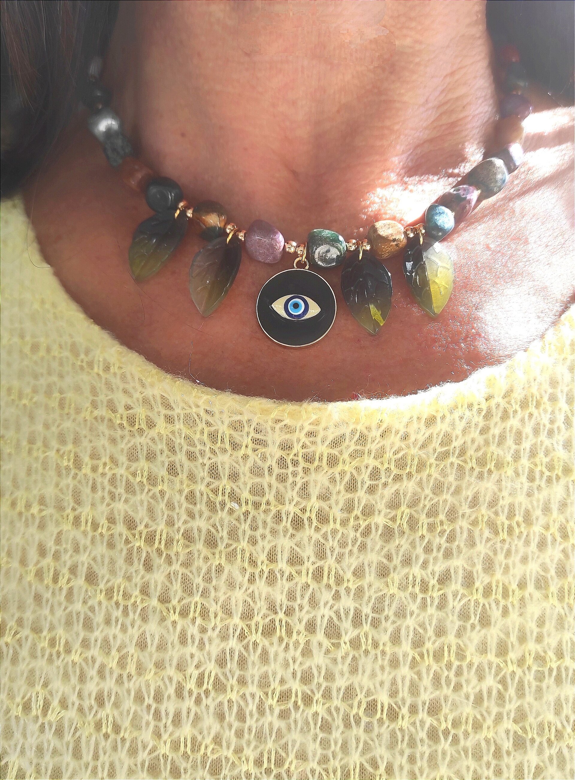 Collar ágata India con ojo turco - 6