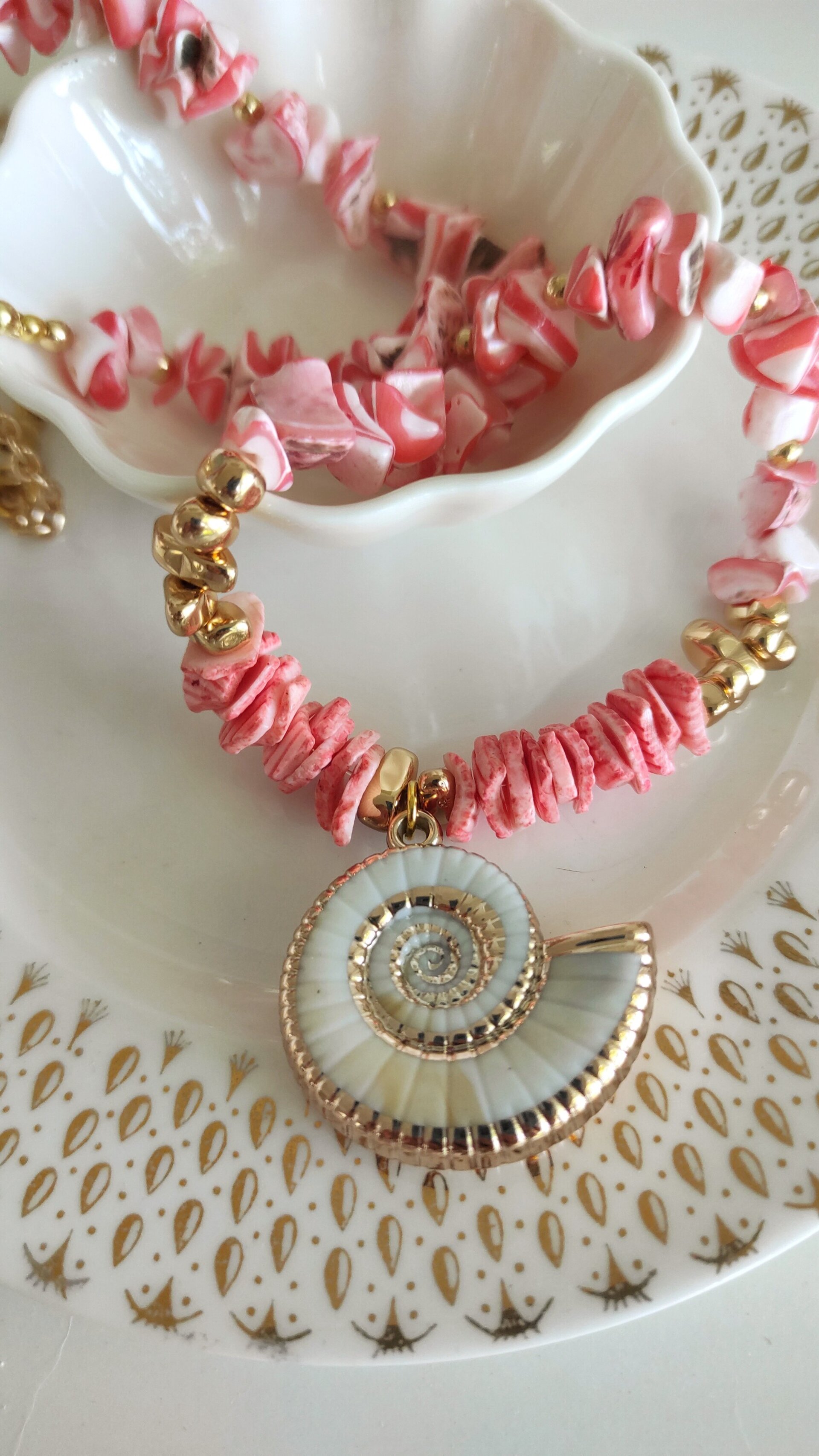 Collar nácar de caracola rosa - 5