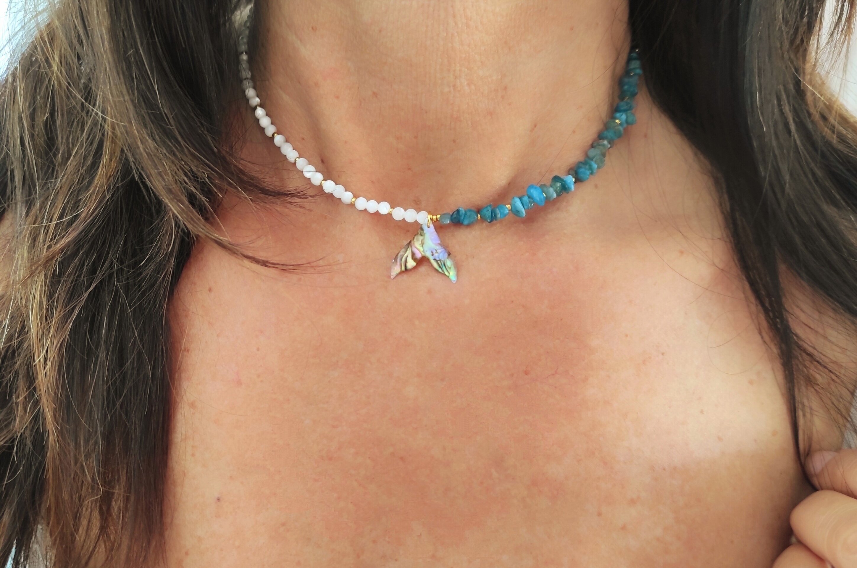 Collar cola de ballena y Apatita azul - 6
