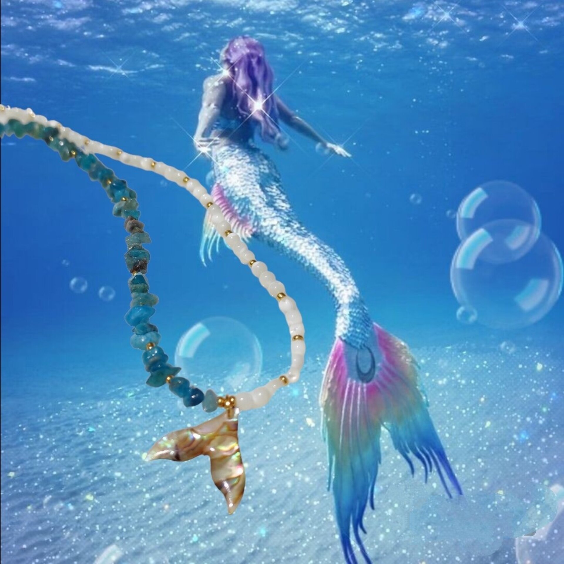 Collar cola de ballena y Apatita azul - 8